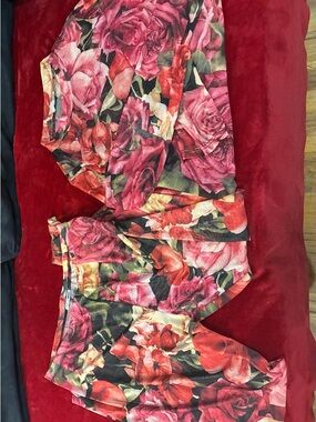 Floral Rose Print Two-Piece Set - Pink & Red Roses